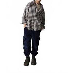 NEW COZMO kid's gingham flannel shirt in stone